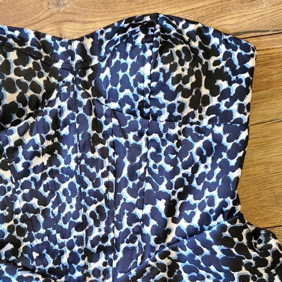 BCBGeneration Blue Animal Print Peplum Dress - Picture 4 of 9